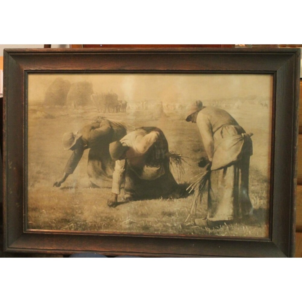 The Gleaners by Jean Francoin Millet Etching Framed 28.5"x 20.5" 1900's Framed